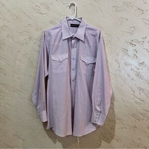Panhandle Slim Pink Western Striped Shirt size 17.5 37